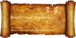 Kopácsy Gergely névjegykártya